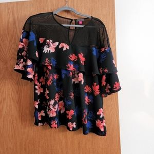 Black floral blouse